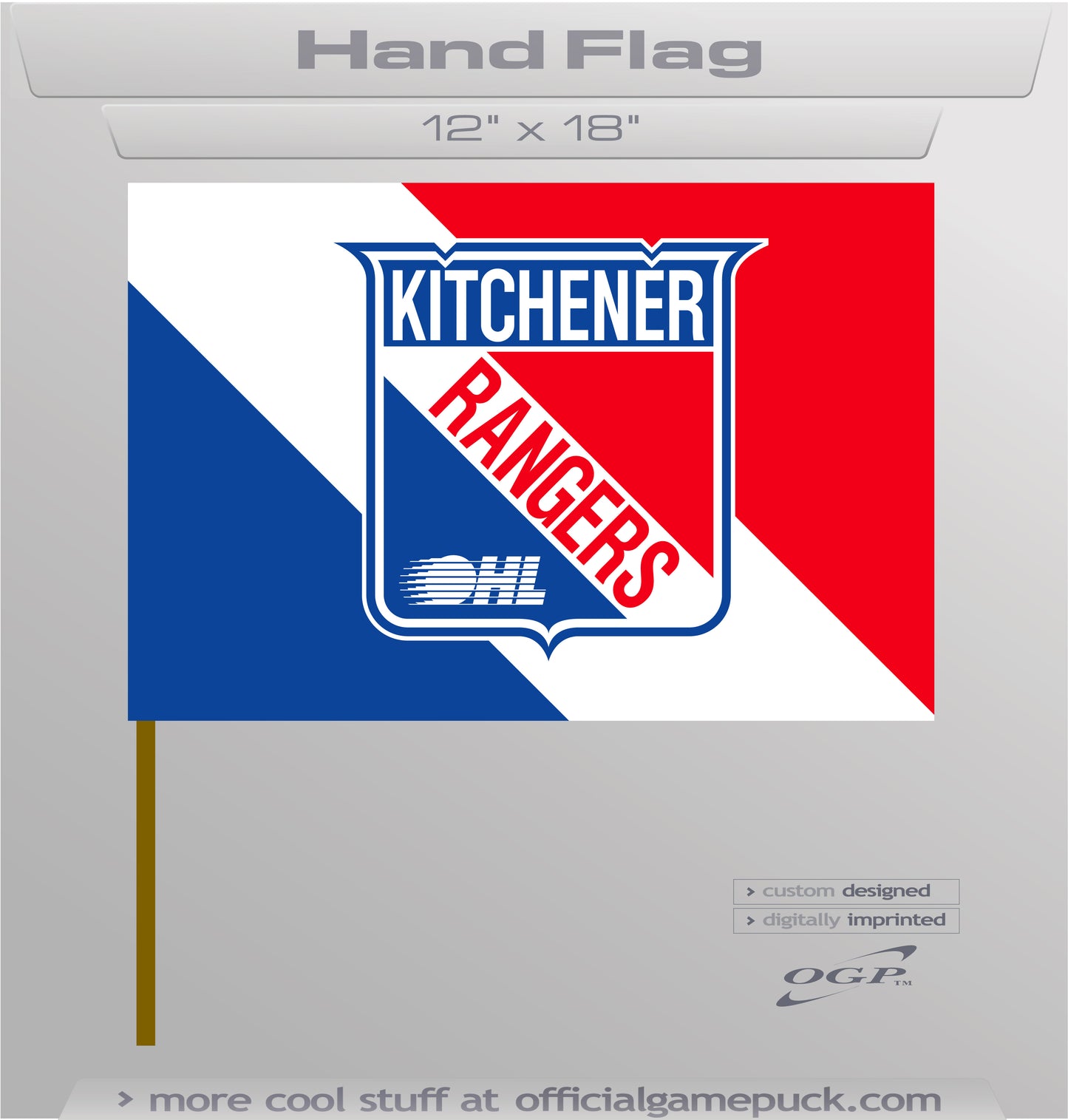 Kitchener Rangers Stick Flag - Rangers Authentics