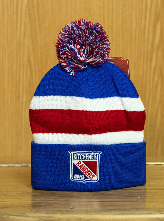AN Youth Striped Pom Knit Toque - Rangers Authentics