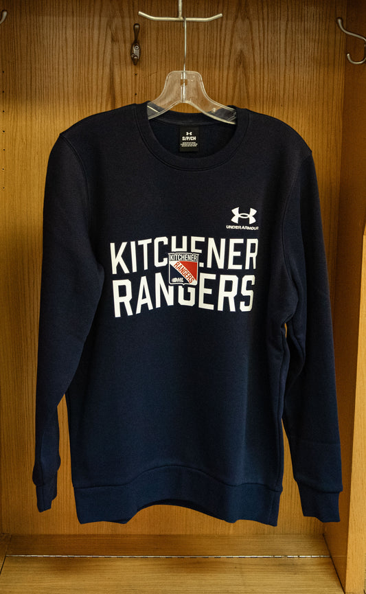 UA Men's Icon Fleece Crew Navy - Rangers Authentics